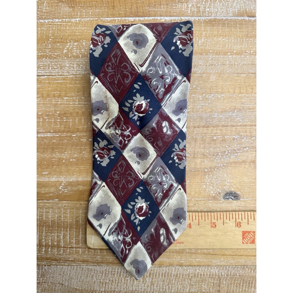 Oleg‎ Cassini Tie Abstract Floral Designer  Necktie Muted Neutral Made In USA